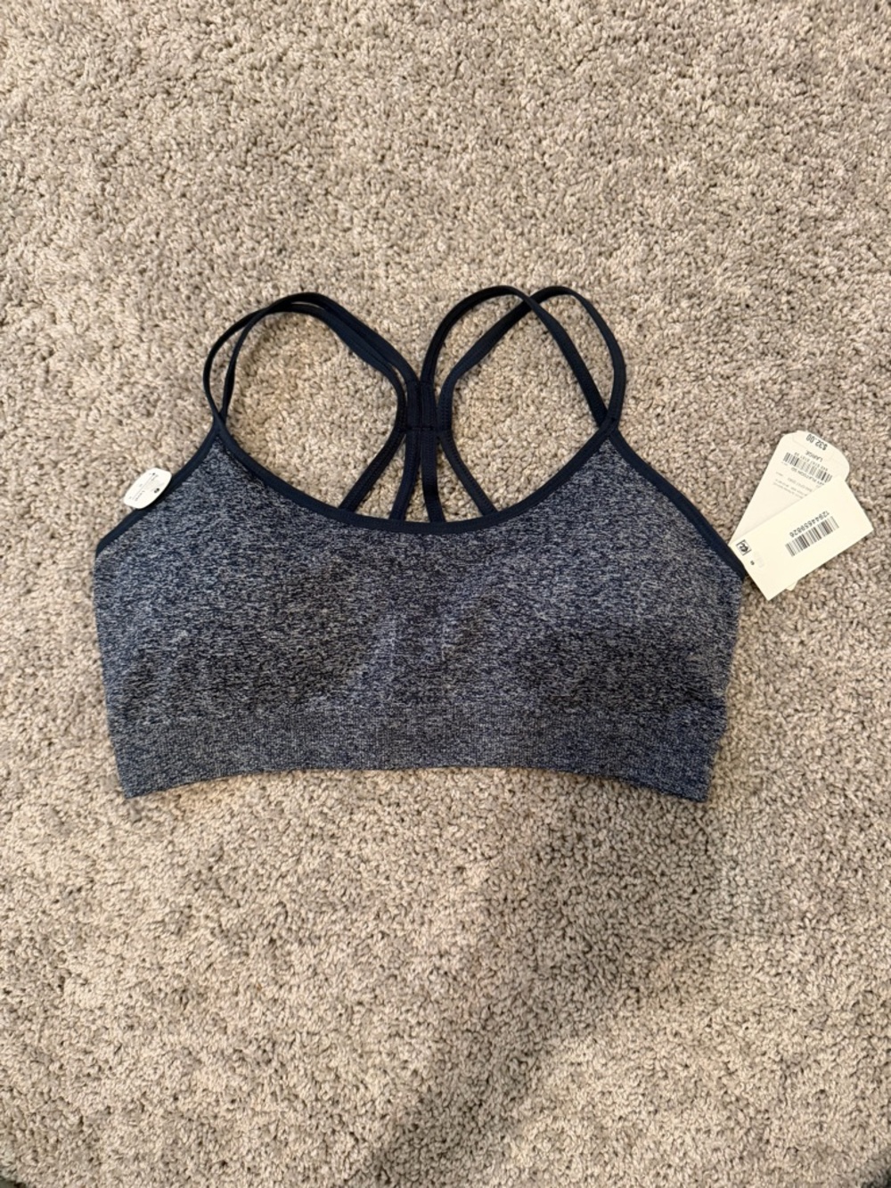 NWT Heathered Navy Strappy Sports Bra